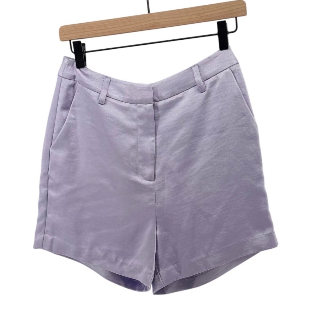 Freebird Icons Satin Shorts Womens‎ Small Lavender Purple Tailored Dressy Summer